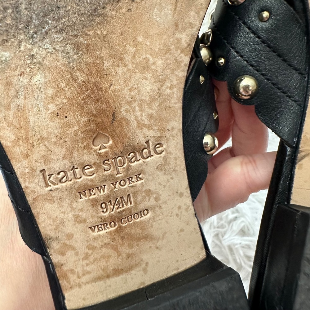 Kate Spade Faye Cross Strap Studded Leather Sandals in Black sz 9.5 M - Picture 5 of 7